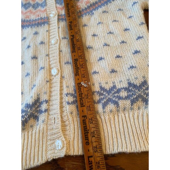 Vintage Karen Scott Nordic-Inspired Knit Cardigan Sweater Size L Acrylic & Wool - Picture 3 of 6